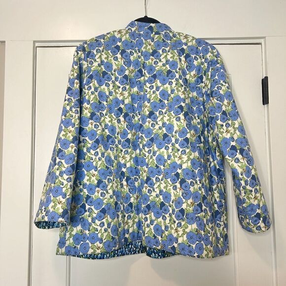 Quilted Reversible Blue Floral Jacket Cottagecore Women's Medium - Picture 7 of 9